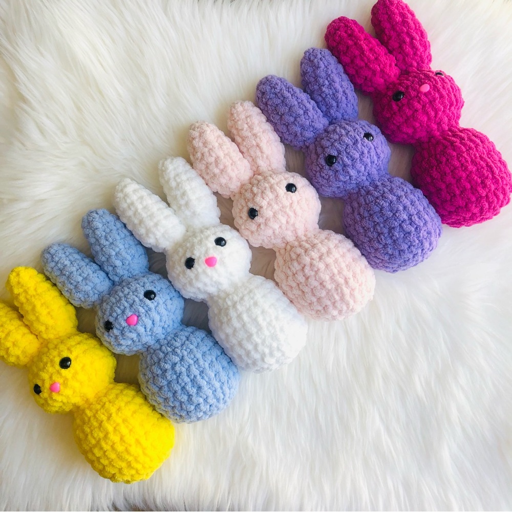 White Crochet Easter Bunny Plush 1 pc - Picture 2 of 10